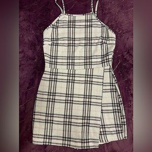 Light blue jumpsuit with black and pink stripes size medium